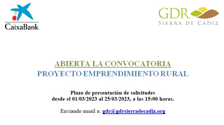 Abierto plazo de convocatoria del Proyecto de Emprendimiento Rural